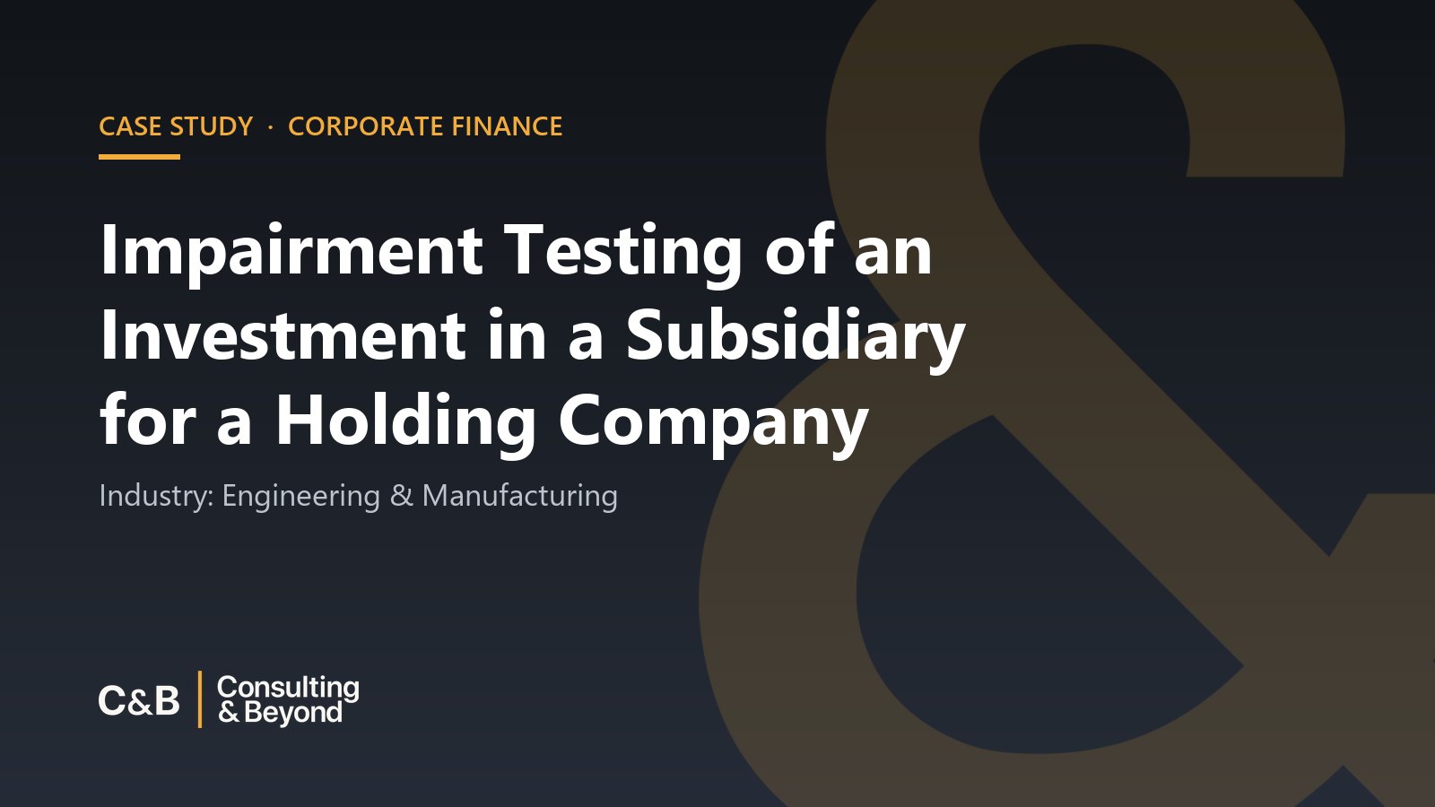 Impairment Testing of an Investment in a Subsidiary for a Holding Company